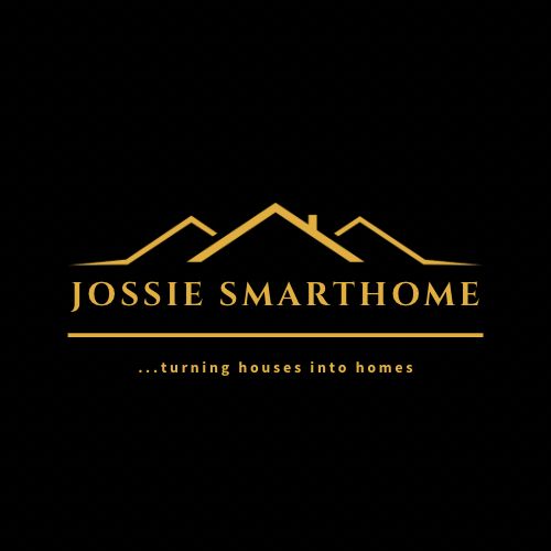 Jossie SmartHome logo: gold rooflines with the tagline 'turning houses into homes'